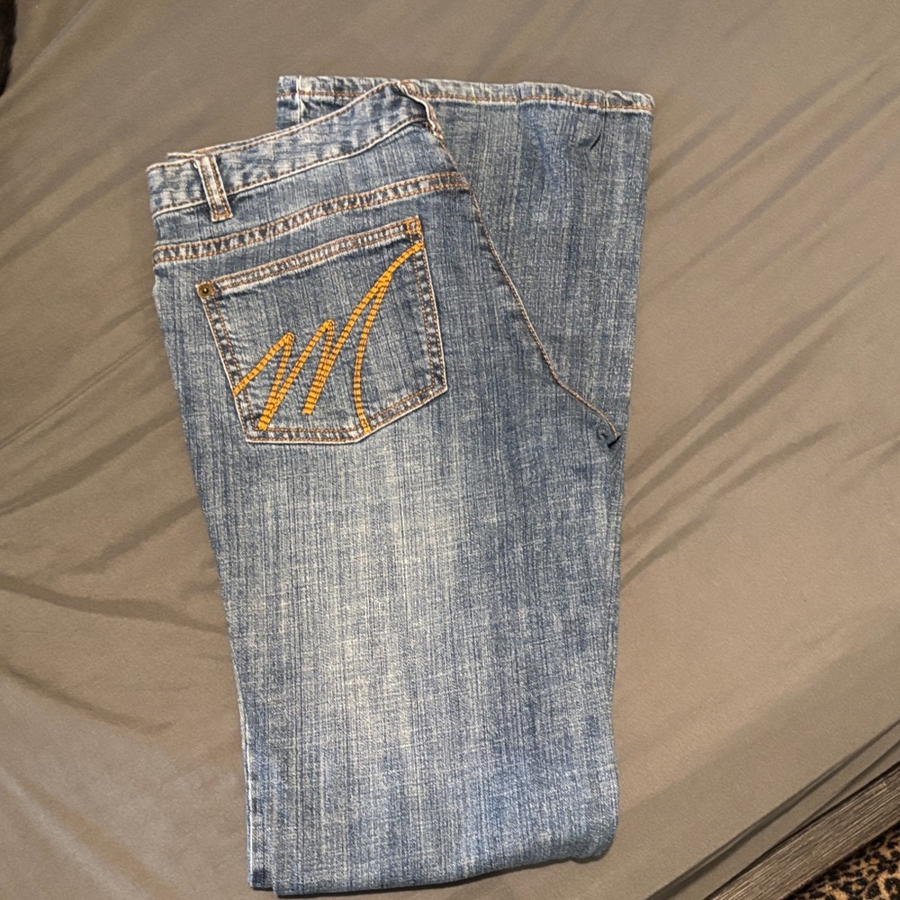 Men's Blue Jeans with Yellow Stitching